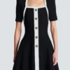 Two-tone A-line knit dress Two-tone A-line knit dress
