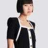 Two-tone A-line knit dress Two-tone A-line knit dress