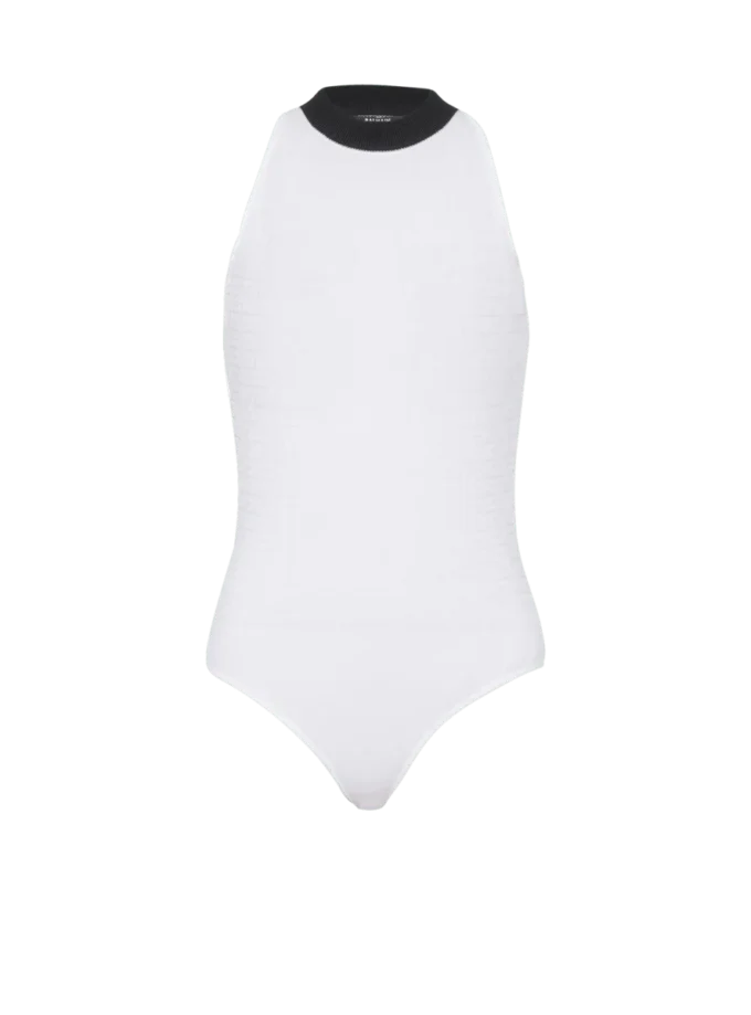 Two-tone monogrammed knit bodysuit Two-tone monogrammed knit bodysuit