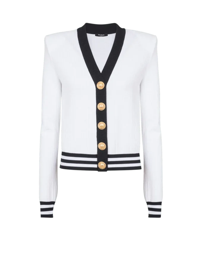 Two-tone monogrammed knit cardigan Two-tone monogrammed knit cardigan