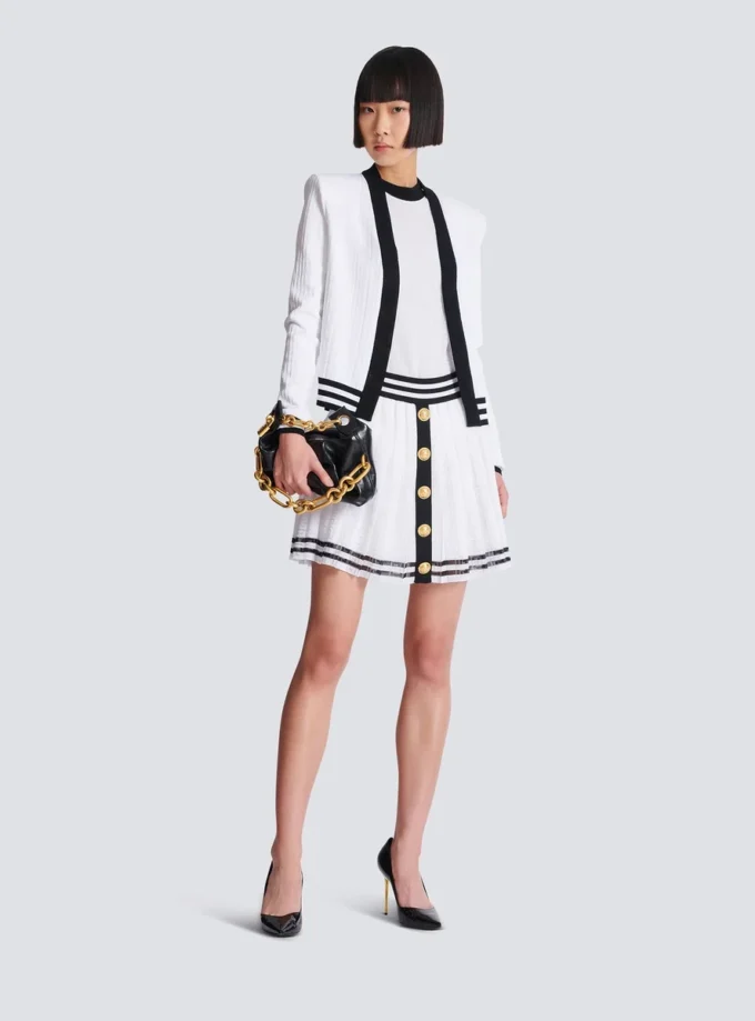 Two-tone monogrammed knit cardigan Two-tone monogrammed knit cardigan