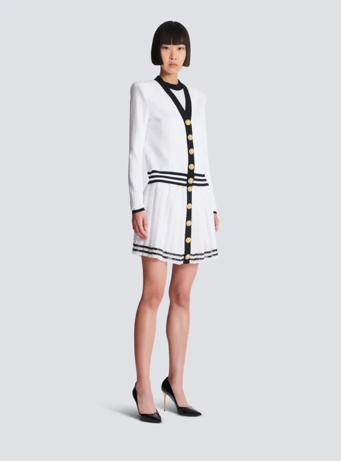Two-tone monogrammed knit cardigan Two-tone monogrammed knit cardigan