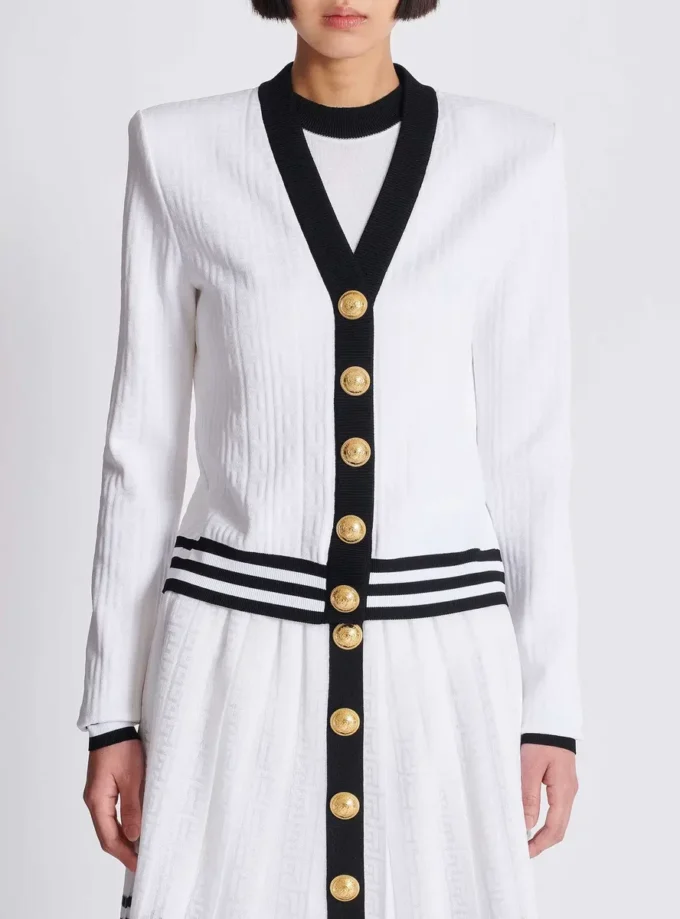 Two-tone monogrammed knit cardigan Two-tone monogrammed knit cardigan