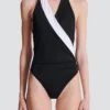 Two-tone one-piece swimsuit