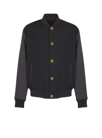 Varsity jacket in grain de poudre wool and satin