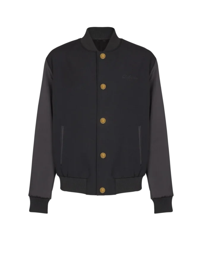 Varsity jacket in grain de poudre wool and satin Varsity jacket in grain de poudre wool and satin