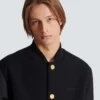 Varsity jacket in grain de poudre wool and satin Varsity jacket in grain de poudre wool and satin