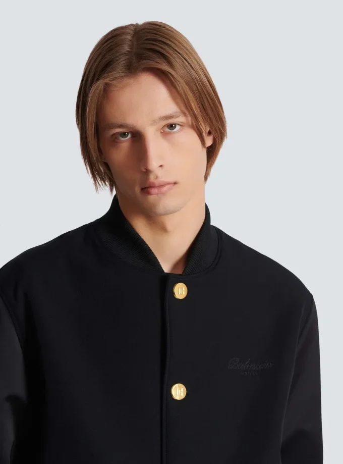 Varsity jacket in grain de poudre wool and satin Varsity jacket in grain de poudre wool and satin