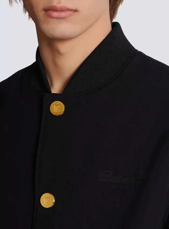 Varsity jacket in grain de poudre wool and satin Varsity jacket in grain de poudre wool and satin