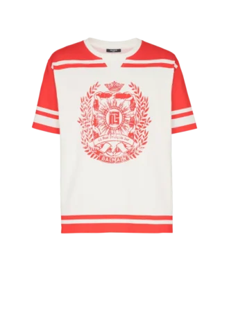 Varsity T-shirt with Balmain Écusson print