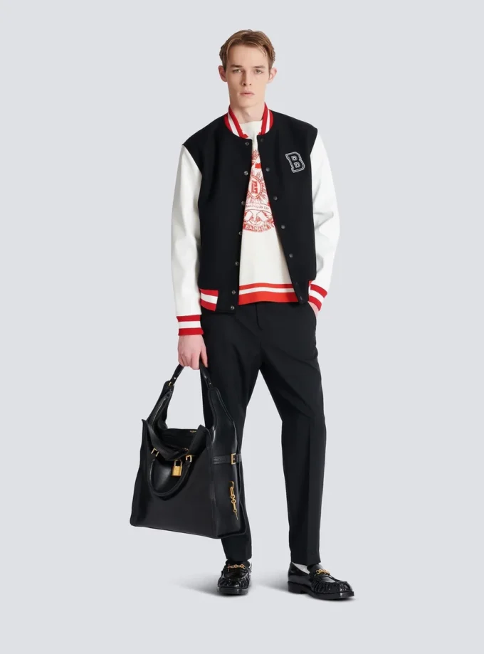 Varsity T-shirt with Balmain Écusson print Varsity T-shirt with Balmain Écusson print