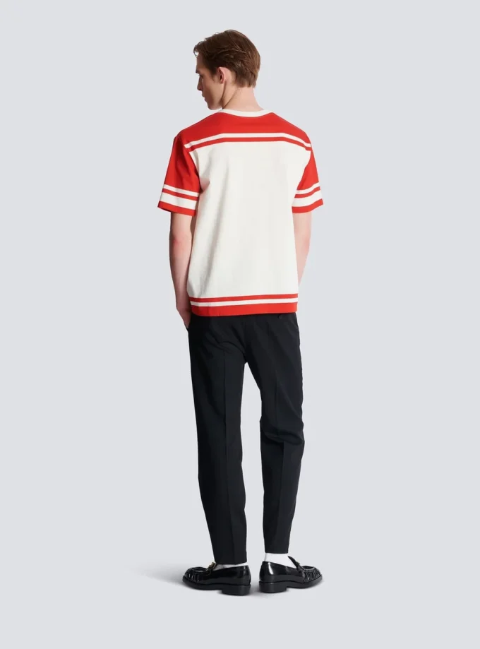 Varsity T-shirt with Balmain Écusson print Varsity T-shirt with Balmain Écusson print