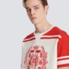 Varsity T-shirt with Balmain Écusson print Varsity T-shirt with Balmain Écusson print
