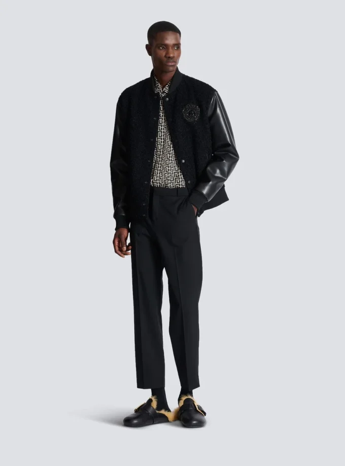 Varsity tweed and faux leather jacket Varsity tweed and faux leather jacket