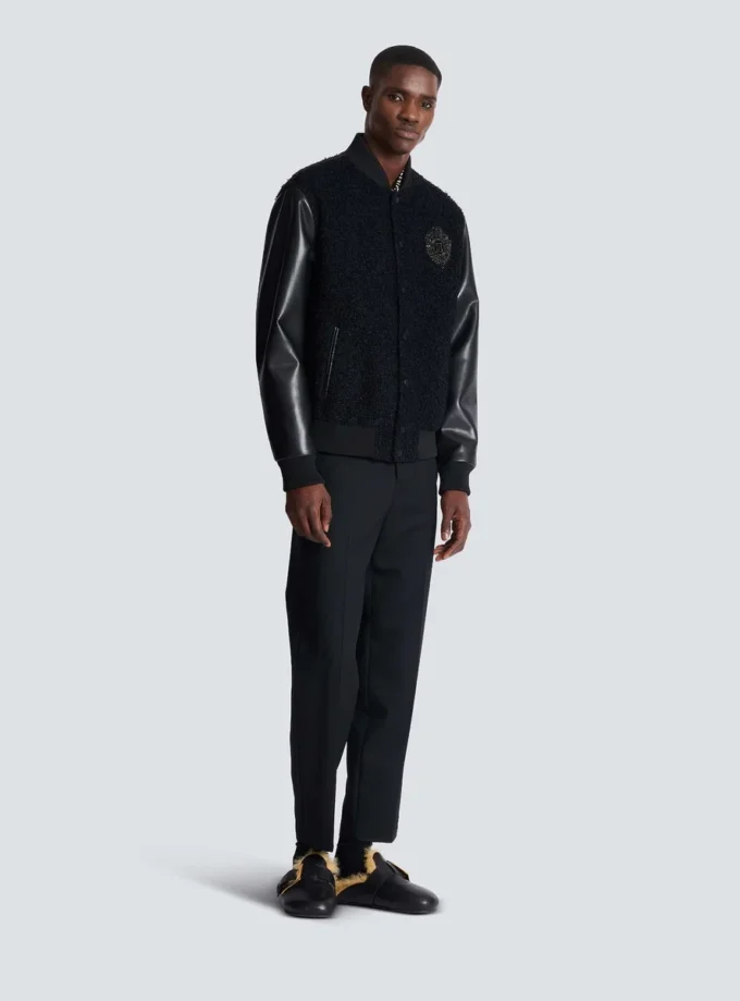 Varsity tweed and faux leather jacket Varsity tweed and faux leather jacket