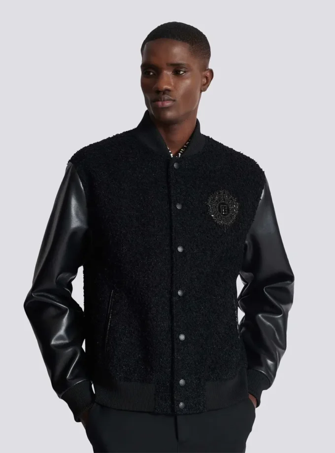 Varsity tweed and faux leather jacket Varsity tweed and faux leather jacket
