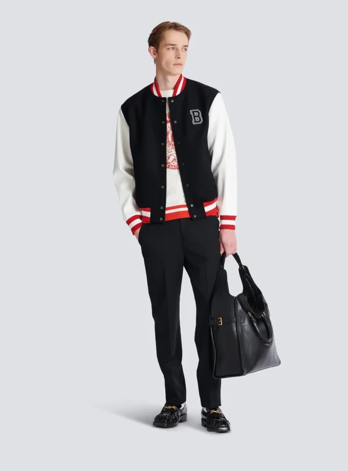 Varsity wool and faux leather jacket Varsity wool and faux leather jacket