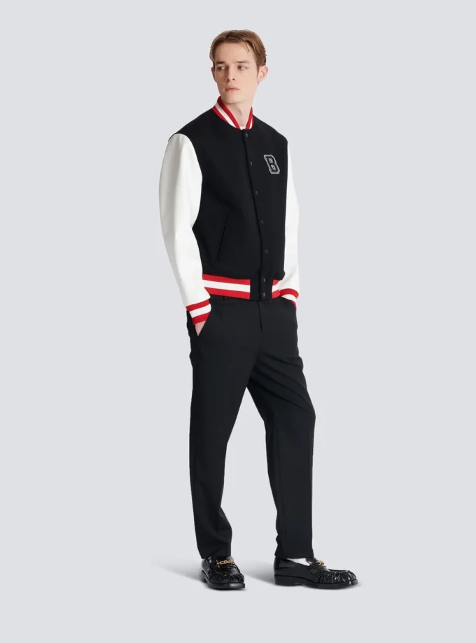 Varsity wool and faux leather jacket Varsity wool and faux leather jacket