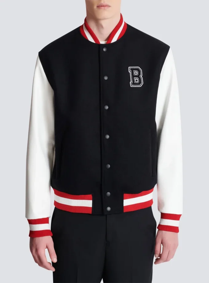 Varsity wool and faux leather jacket Varsity wool and faux leather jacket