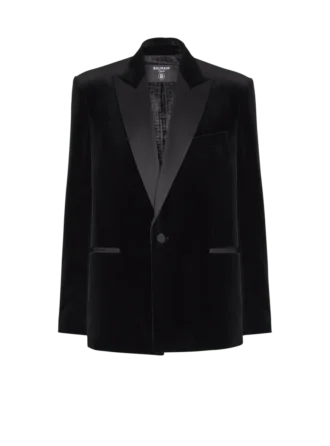 Velvet and satin 1-button blazer