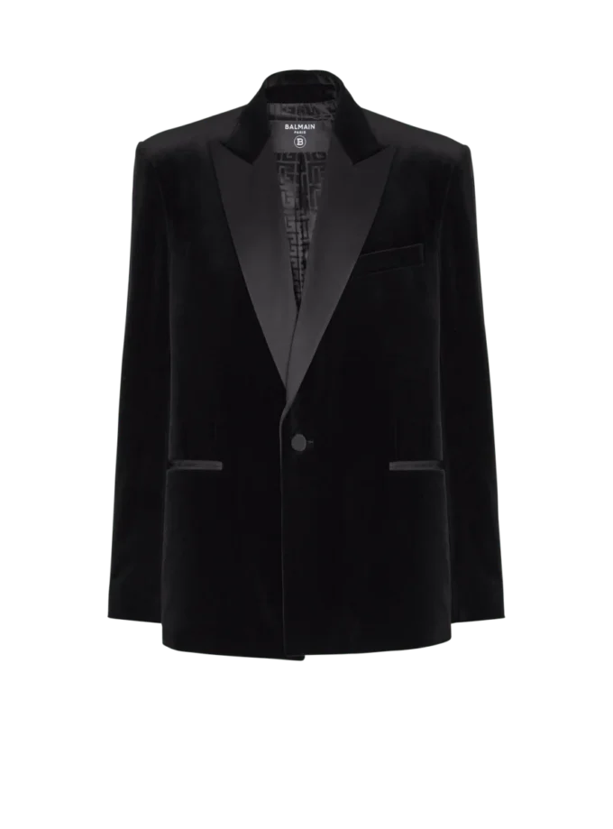Velvet and satin 1-button blazer Velvet and satin 1-button blazer