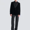 Velvet and satin 1-button blazer Velvet and satin 1-button blazer