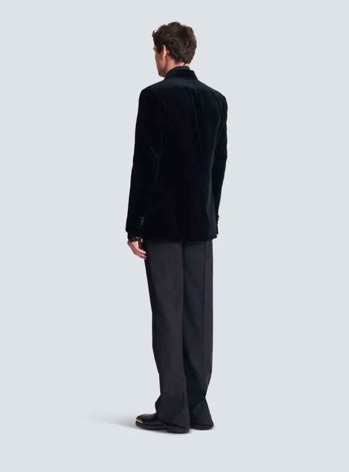 Velvet and satin 1-button blazer Velvet and satin 1-button blazer