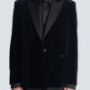 Velvet and satin 1-button blazer Velvet and satin 1-button blazer