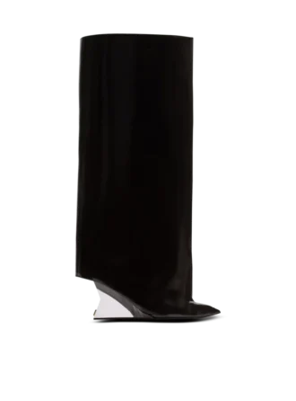 Wedge calfskin leather boots