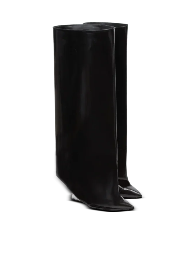 Wedge calfskin leather boots