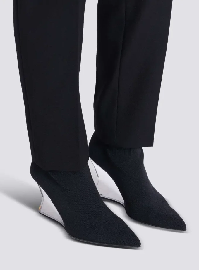 Wedge knit ankle boots