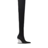 Wedge knit thigh-high boots