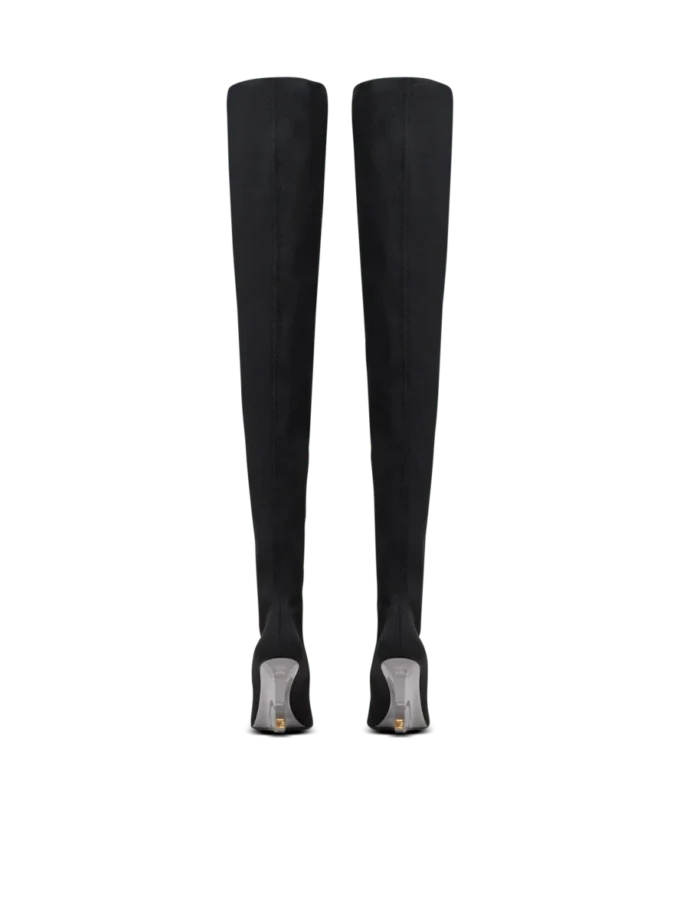 Wedge knit thigh-high boots
