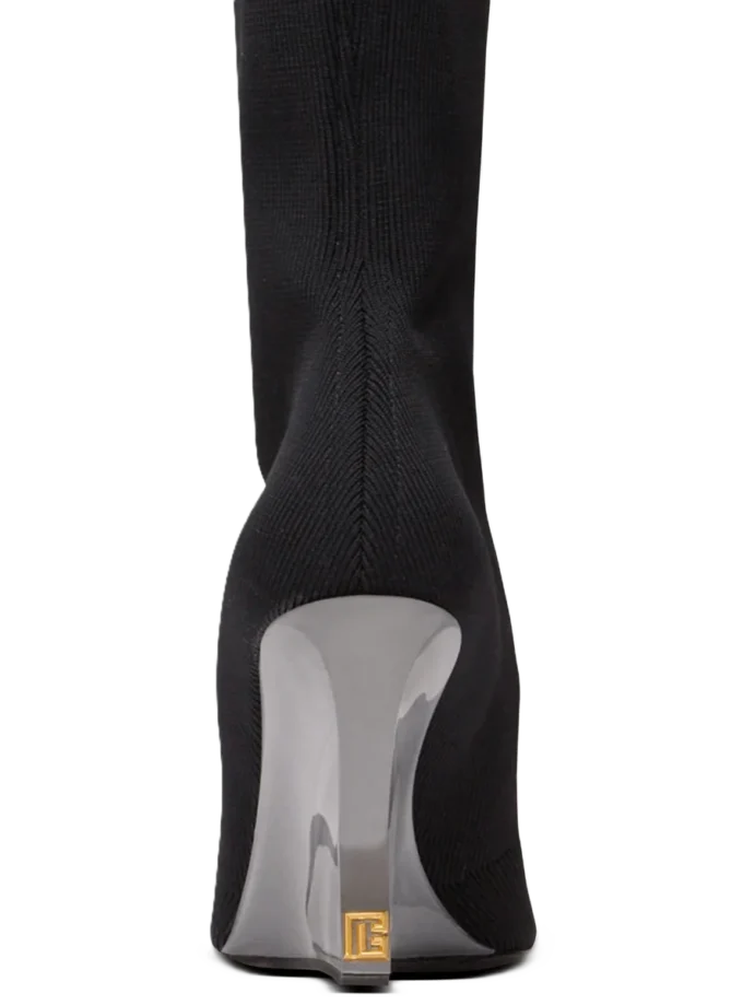 Wedge knit thigh-high boots