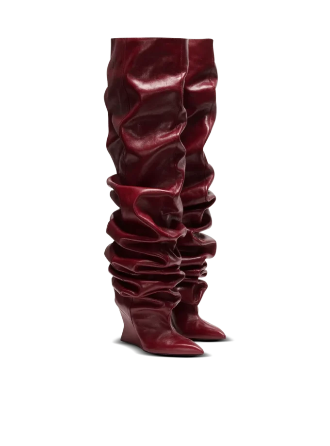 Wedge thigh-high boots