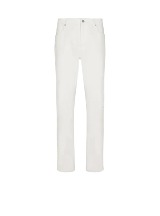 White denim straight-cut jeans