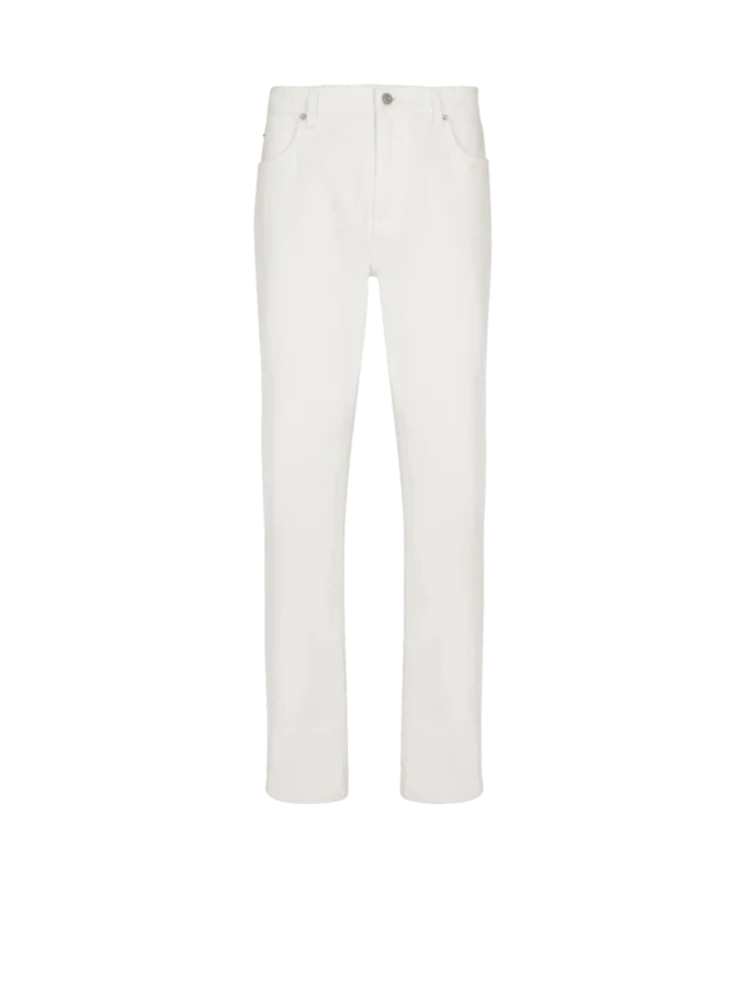 White denim straight-cut jeans