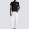 White denim straight-cut jeans