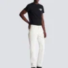 White denim straight-cut jeans