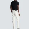 White denim straight-cut jeans