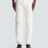 White denim straight-cut jeans