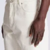 White denim straight-cut jeans