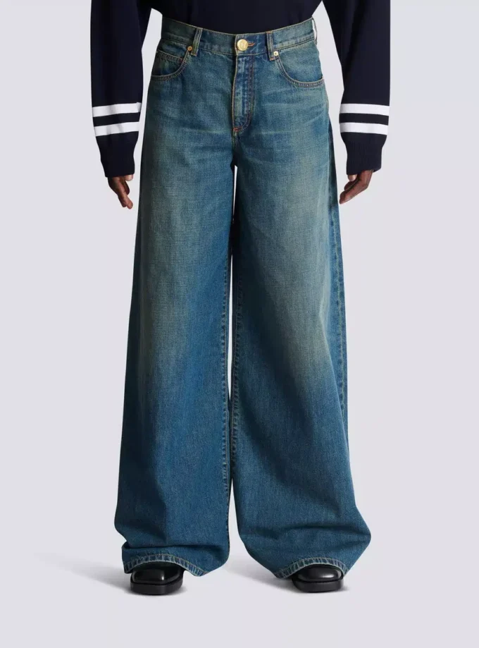 Wide-leg faded denim jeans Wide-leg faded denim jeans