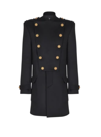 Wool and cashmere coat with detachable bib front