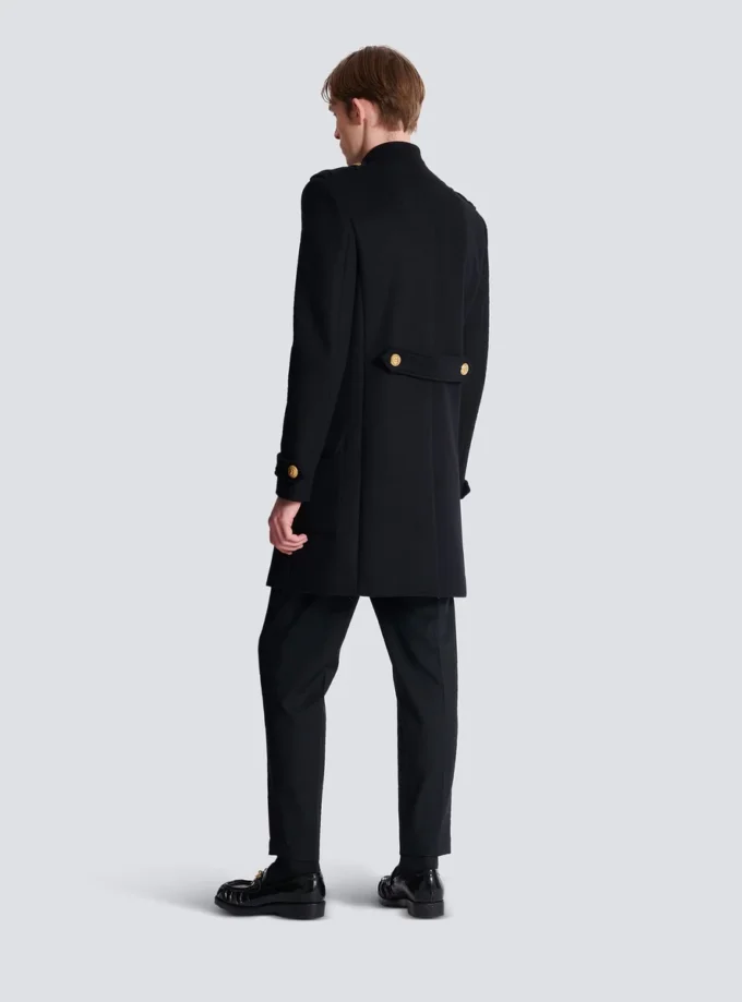 Wool and cashmere coat with detachable bib front Wool and cashmere coat with detachable bib front