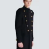 Wool and cashmere coat with detachable bib front Wool and cashmere coat with detachable bib front