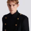 Wool and cashmere coat with detachable bib front Wool and cashmere coat with detachable bib front