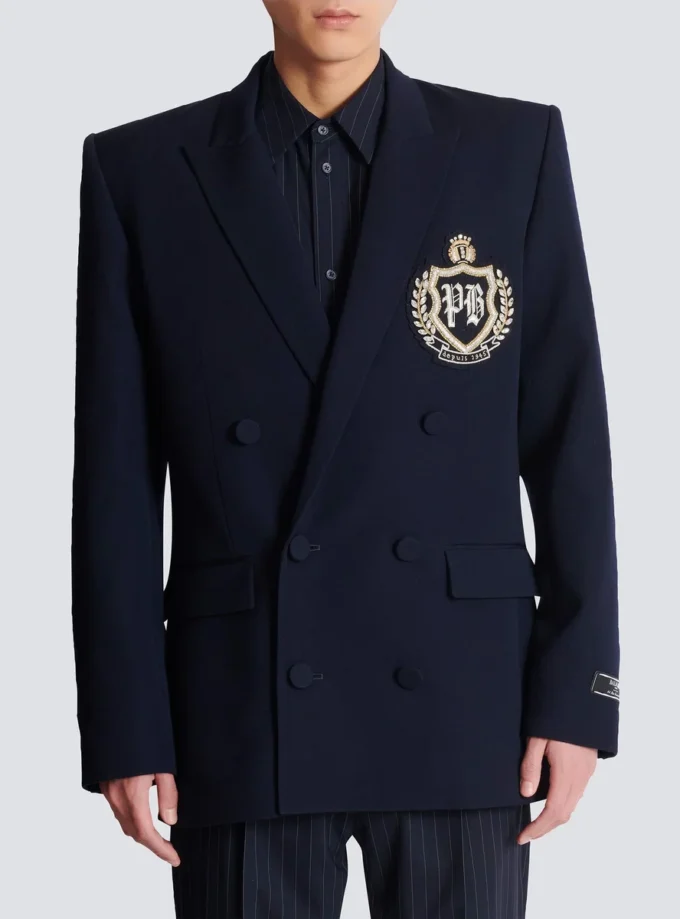 Wool blazer with crystal patch Wool blazer with crystal patch
