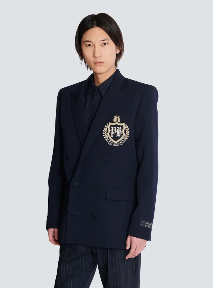 Wool blazer with crystal patch Wool blazer with crystal patch