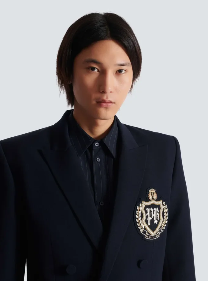 Wool blazer with crystal patch Wool blazer with crystal patch